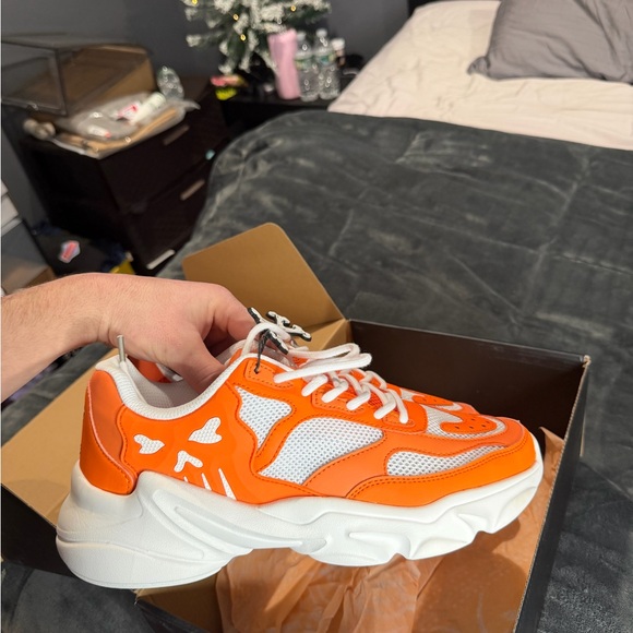 Orange and White Sneakers Size 10 - Picture 4 of 6